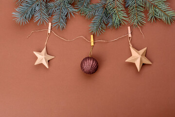 Christmas bright colored decorative background with New Year decorations