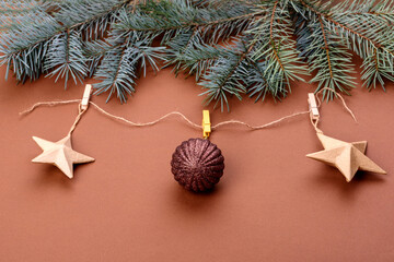 Christmas bright colored decorative background with New Year decorations