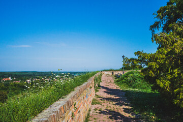 Fototapeta na wymiar View of countryside landscape from Petrovaradin Fortress, Novi Sad, Serbia