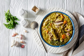 green pea soup with pork ribs and ham