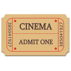 Old red with red outline retro cinema ticket