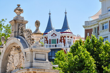 Fototapeta na wymiar Madrid architecture near Buen Retiro park, Spain