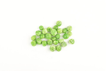 top view of frozen peas isolated on white background, frozen vegetable 