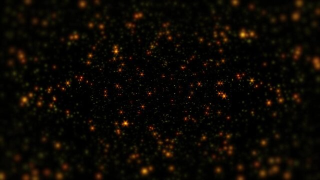 Animated Christmas background with golden shiny stars. Background for Christmas holiday 