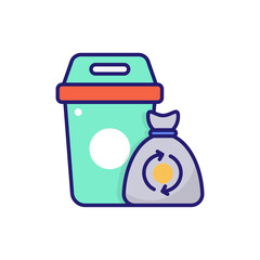 Trash Bags Flat Icon Style illustration. EPS 10 File