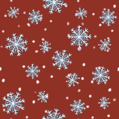 Seamless Christmas pattern. Blue snowflakes on a colorful background. Design for packaging paper. Christmas