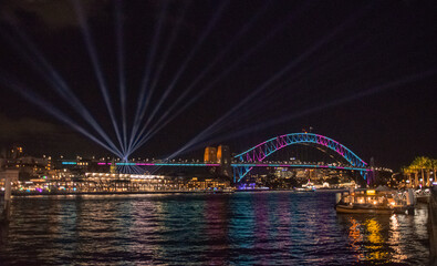 Fototapeta na wymiar Night panoramic cityscape from Sidney on february, 2019