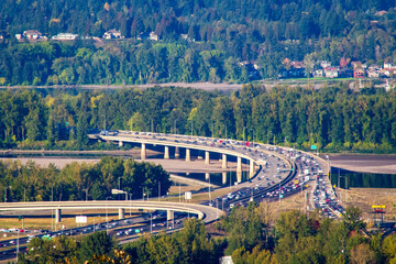 Interstate bridge over the Columbia River from Oregon into Washington