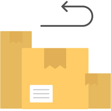 
A delivery package and a return arrow showing consignment return, flat icon
