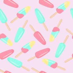 
Seamless pattern from multicolored fruit ice cream. Vector illustration for your design.
