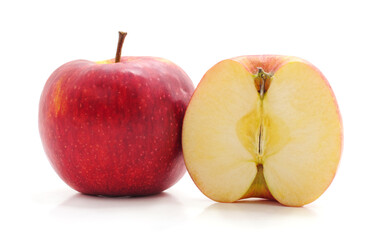 Whole and half apple.