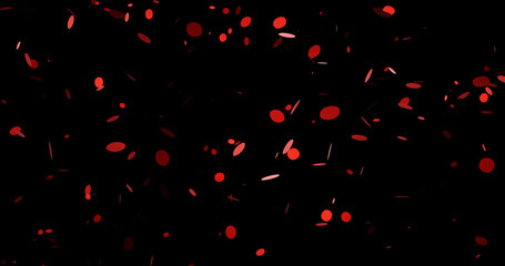 Fototapeta na wymiar Render with red round particles on black background