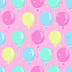 
Seamless pattern from multi-colored, air, holiday balloons. Vector illustration.
