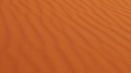 Pattern and texture on a sand dune formed by the blowing wind in the desert of Erg Chebbi near Merzouga, Morocco, Africa. Focus on center of image.