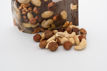 Different types of nuts and hazelnuts