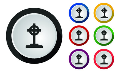 Gravestone icon set. With 7 color options