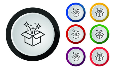Box icon set. With 7 color options