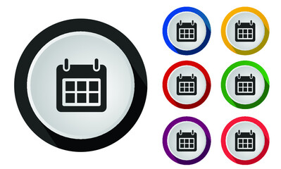  Calender icon set. With 7 color options