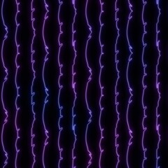 Neon light on black stripes seamless repeat pattern. High quality illustration. Funky nightlife retro revival design. Futuristic dramatic glow lighting. 