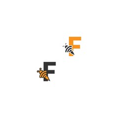 Letter F bee icon  creative design logo