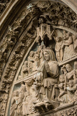 portada labrada,iglesia de Santa Maria, siglo XIII,Olite,comunidad foral de Navarra, Spain
