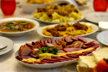 Sliced meat with chicken