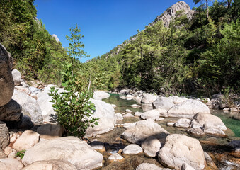 Fototapeta na wymiar Gorge with a river in the Goynuk canyon in Turkey