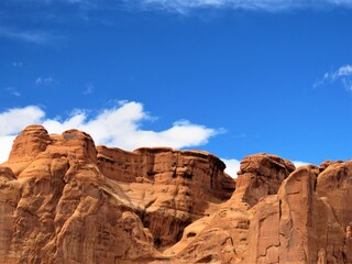 Fototapeta na wymiar Red sandstone rock mountains in Moab, Utah, USA