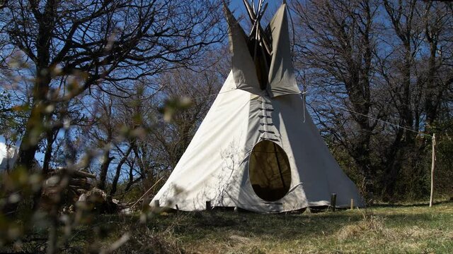 Wide Shot of a Tepee