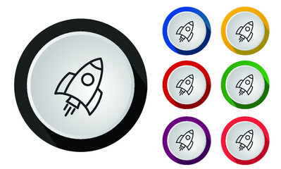 Rocket icon set. With 7 color options