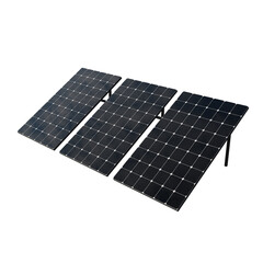 Black monocrystalline solar panels on stand - obrazy, fototapety, plakaty