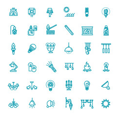 Outline Lamp Icon Set - Vector Graphics. llumination