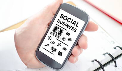 Social business concept on a smartphone