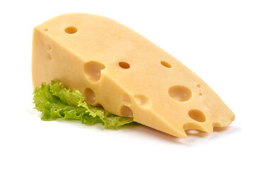 Swiss cheese, isolated on white background