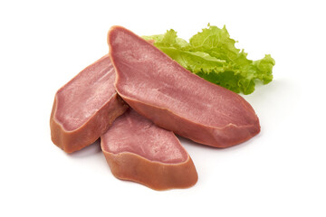 Spiced corned pork tongue. isolated on white background