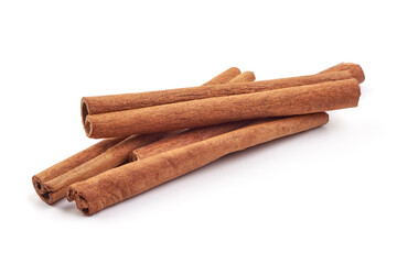 Cinnamon sticks, close-up, isolated on white background