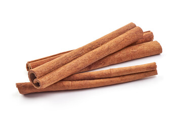 Cinnamon sticks, close-up, isolated on white background