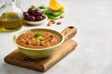 Fava beans dip, traditional egyptian, middle eastern food foul medames - obrazy, fototapety, plakaty