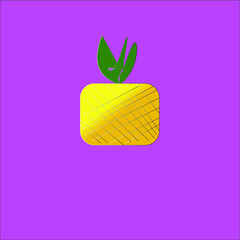 
Abstract vector of pineapple in a square form. Copy space. On a pink background