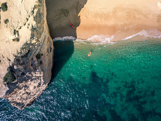 Seven Hanging Valleys cliffs aerial view Ocean rocky coast beach kayak