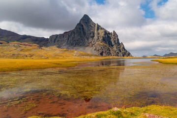 Anayet peak reflected in the waters of Anayet mountain lake