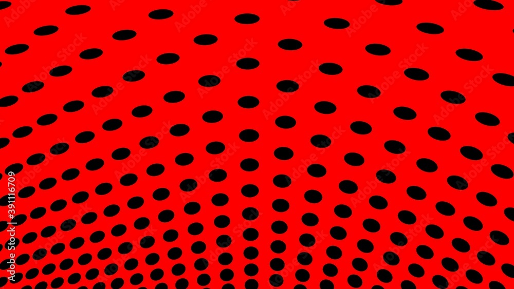 Poster a pattern of black circles on a red background. 3d rendering. abstract design.