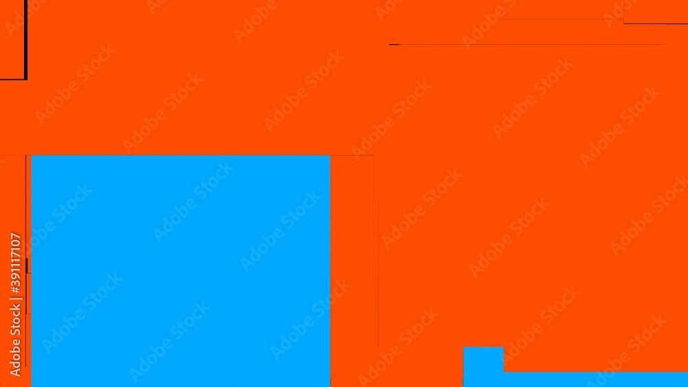 Poster abstract orange-blue background in the form of intersecting cubes. 3d rendering. wallpaper.