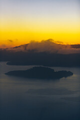 Sunrise at a fjord in New Zealand