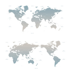 World map vector. a detailed world map of the Atlantic and Pacific oceans.