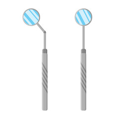 Vector cartoon illustration of dental examination mirrors isolated on white background.
