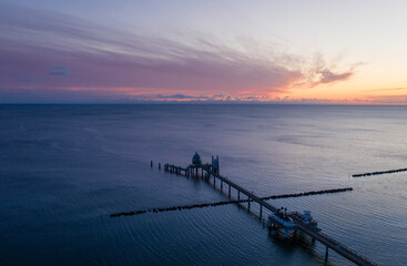Fototapeta na wymiar Drone panorama over Sellin Pier Baltic Sea on Ruegen, Germany