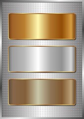 golden, silver and bronze metallic banners