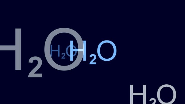 Animation with water chemical formula H2O (seamless loop)