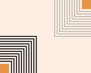 Abstract contemporary aesthetic background with geometric balance shapes. Boho wall decor. Mid century modern minimalist neutral art print. Organic shape. Terracotta color, earth tone.